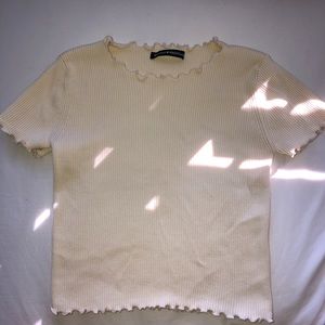 brandy melville ruffle yellow shirt